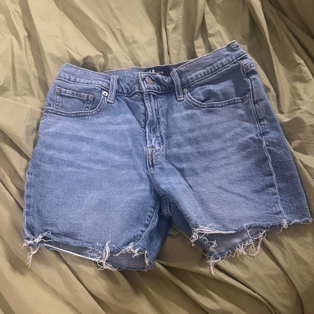 GAP Light Blue Frayed Hem Denim Shorts